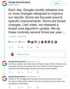 Google Twitter Announcement of Algorithm Update