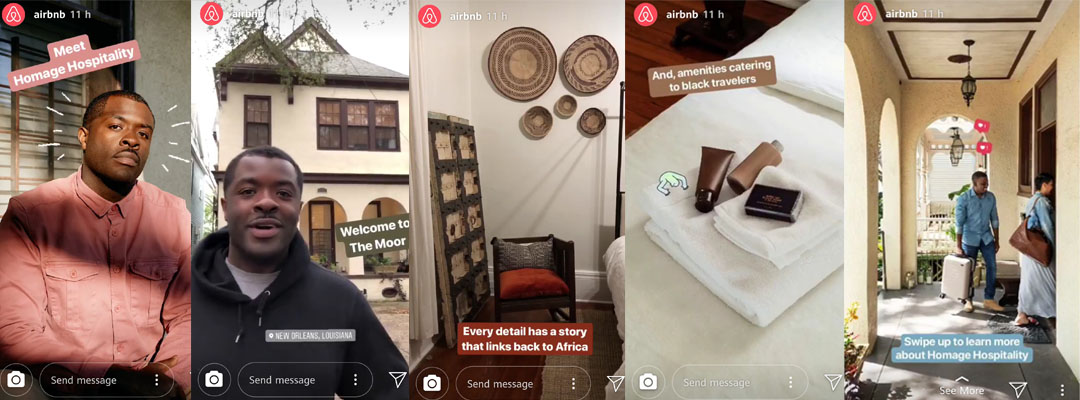 Airbnb used Instagram stories to highlight and tell the story of one of their properties.