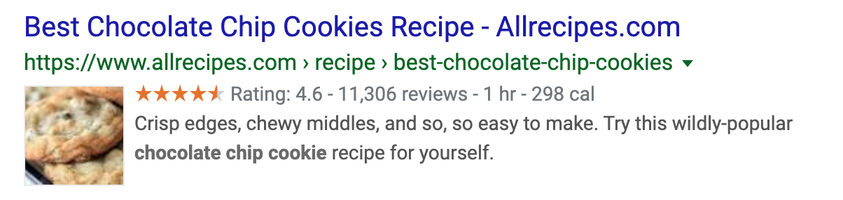 Google result snippet with rating, price range and review