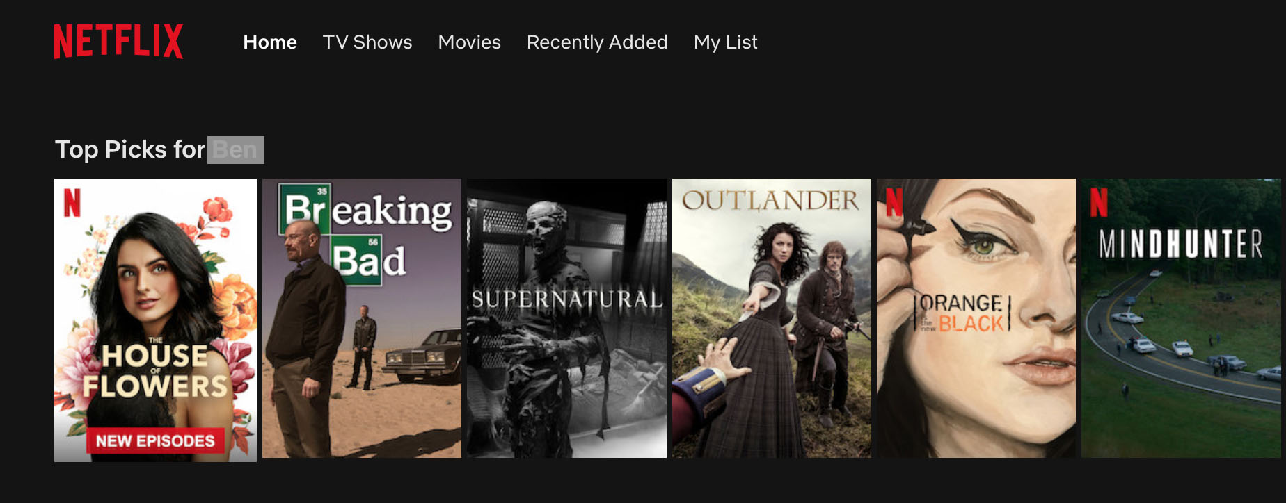 Netflix uses hyper-personalization to provide viewing suggestions to users based on their viewing history.